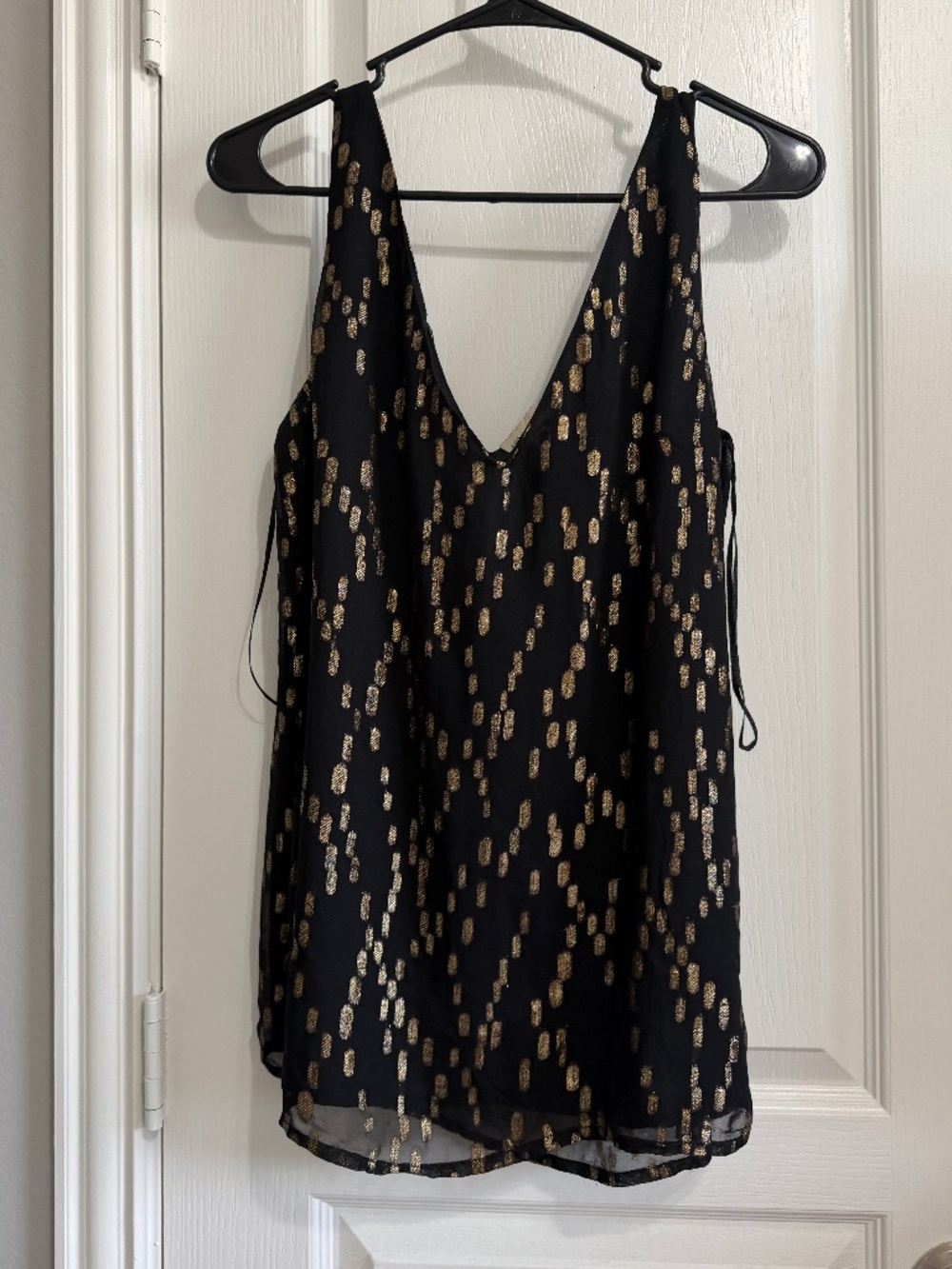 Love & Roses Black & Gold Metallic Fil Coupé Blouse US 8
